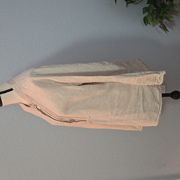 LL BEAN Linen Long Sleeve Button Down Top Blouse Cream Sz Large Preppy - Picture 5 of 13